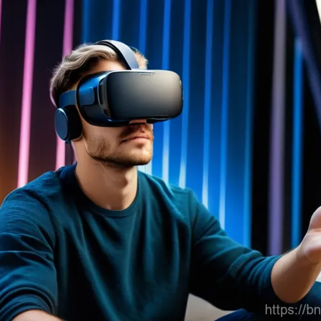 미디어기술사와 실감형 미디어 기술 - **Prompt:** A young adult, with a look of pure wonder and slight awe, is seated comfortably in a mod...